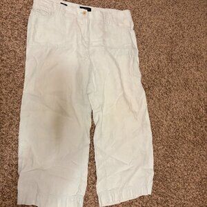 Talbots Signature Linen Pants 16 Light Blue Pastel Wide Leg Resort Casual Zip